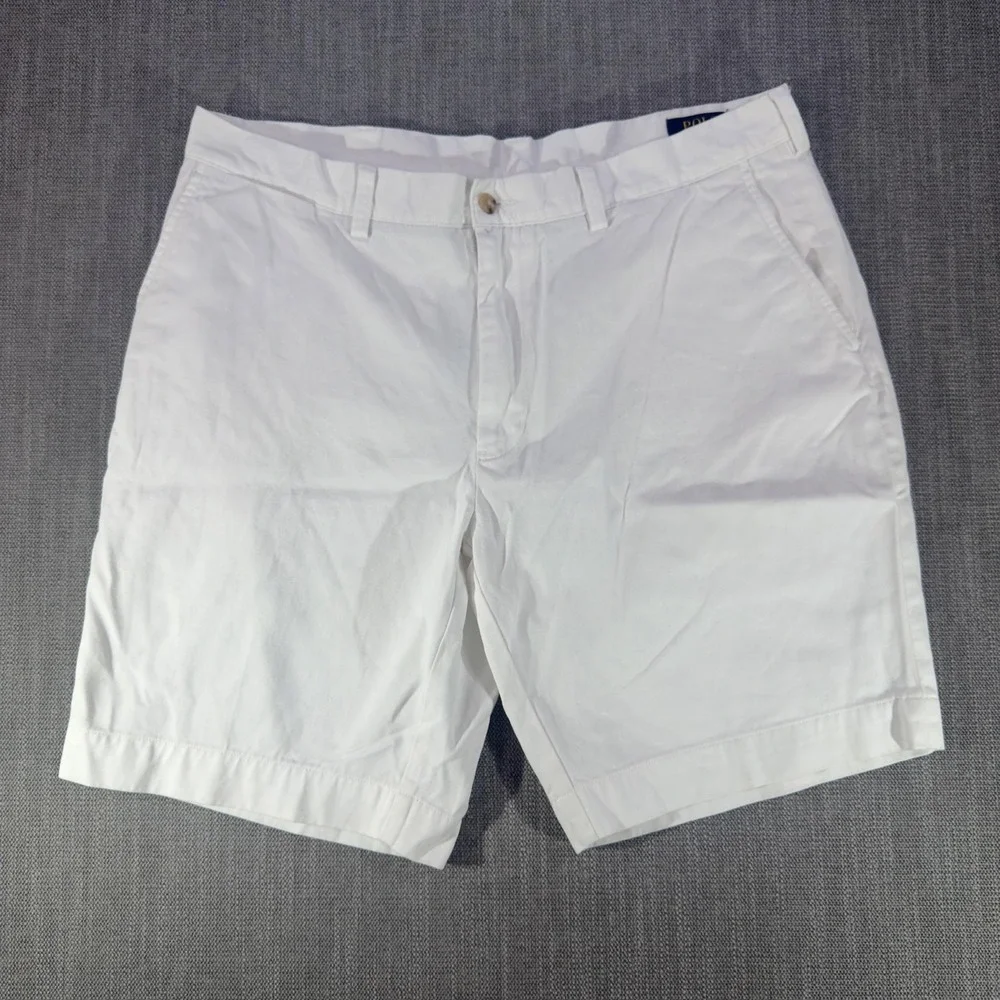 Polo Ralph Lauren Shorts Mens 36 White Chino Classic Fit Flat Front Casual